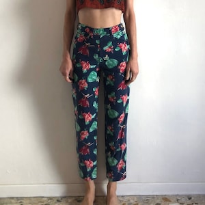 80s Kenzo Dancing Flower Ladies Brushed Cotton Jeans High Waisted Trousers
