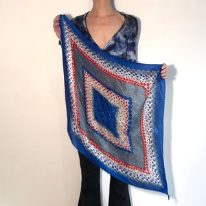 60s Silk Hand Screen Printed Plissé Pleated Neck Scarf