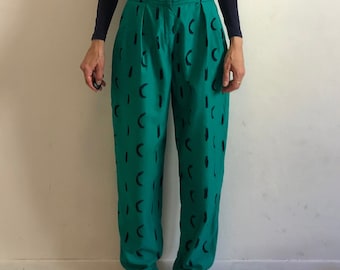 90s Gianni Versace Avant Garde Pleated High Waisted Supermodel Trousers Pants
