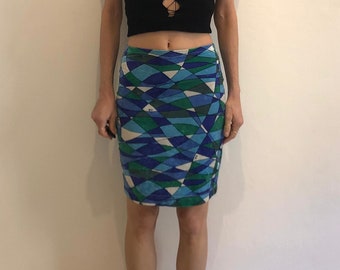 Emilio Pucci fluwelen psychedelische minirok uit de jaren 90 met stretch