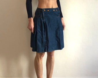 90s Jean Paul Gaultier Club Kid Pleated Denim Mini Skirt