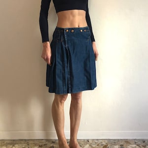 90s Jean Paul Gaultier Club Kid Pleated Denim Mini Skirt