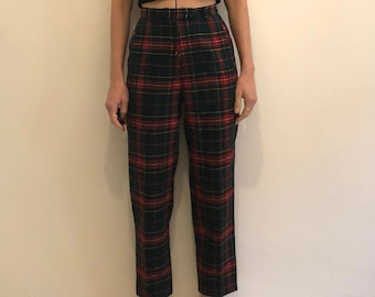 90er Jahre Klassische Karierte Aspesi Schlanke Hose mit Hoher Taille