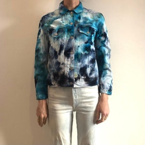 Y2K Levis Tie Dye Turquoise Blue Jean Denim Jacket Wild Style Street Style Psychedelic Trip