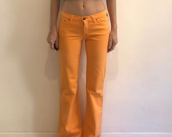 Y2K Versace Jeans Couture Orange Stretch Flare Leg Jeans With Tags