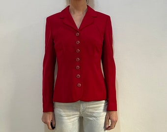 90s Versace Versus Wool Jacket With Lion Head Buttons Velvet Piping