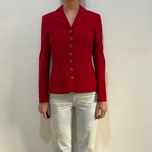 Veste Versace Versus années 90 en laine avec boutons tête de lion et passepoil en velours