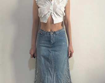 Just Cavalli Jean Rhinestone Skirt - Etsy UK