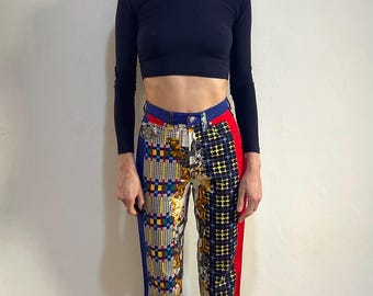 90s Versace Jeans Couture Funny Dogs And Houndstooth Super Model Jeans