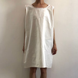 20s White Cotton Slip with Pretty Hand Embroidery Boho Summer Dress