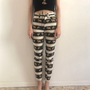 90s Versace Jeans Couture Lion And Leopard Striped Super Model Jeans