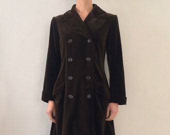 70s Saint Laurent Rive Gauche Brown Velvet Victorian Redding Coat Jacket