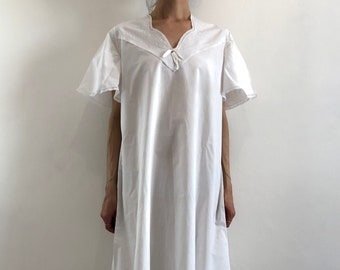 Antica camicia da notte vintage anni 30 rosa raso cotone caldo