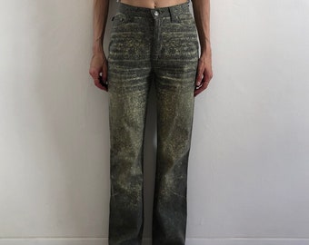 Jeans a gamba dritta elasticizzati con motivo a mosaico argento glitterato Cavalli anni '90