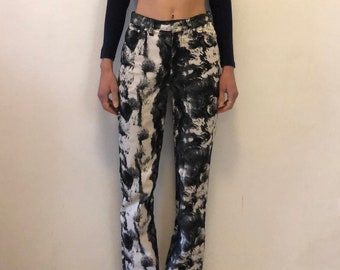 90s Kenzo Jeans Black And White Abstract Animal Print
