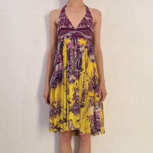 90s Jean Paul Gaultier Halter Top Open Back Baroque Mesh Club Kid Dress