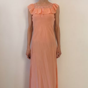 30s Bias Cut Pink Silk Hand Embroidered Slip Dress With Hand Embroidered Lace And Beautiful Ruffled Bodice
