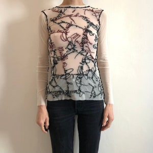 90s Jean Paul Gaultier Club Kid Embroidered Signature Goth Top