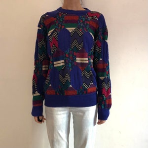 80s Missoni Patchwork Multi Color Amazing Crew Neck Linen And Wool Color Block Sweater