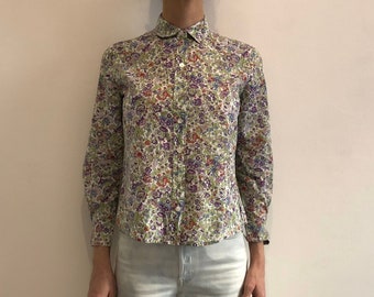 00's Cacharel Liberty Fine Cotton Floral Blouse French Boho