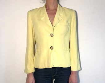Chaqueta amarilla suave estilo Versace Jeans Couture de los 90 con botones dorados maxi de Medusa