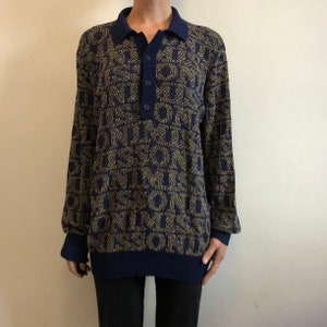 80s Missoni Sport Over All Logo Polo Cotton Preppy Sweater