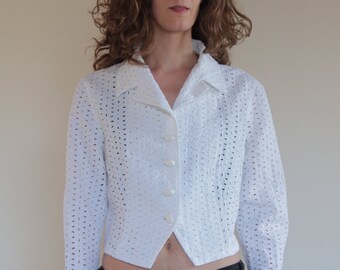 80s Byblos White Lace Cotton Short Summer Jacket