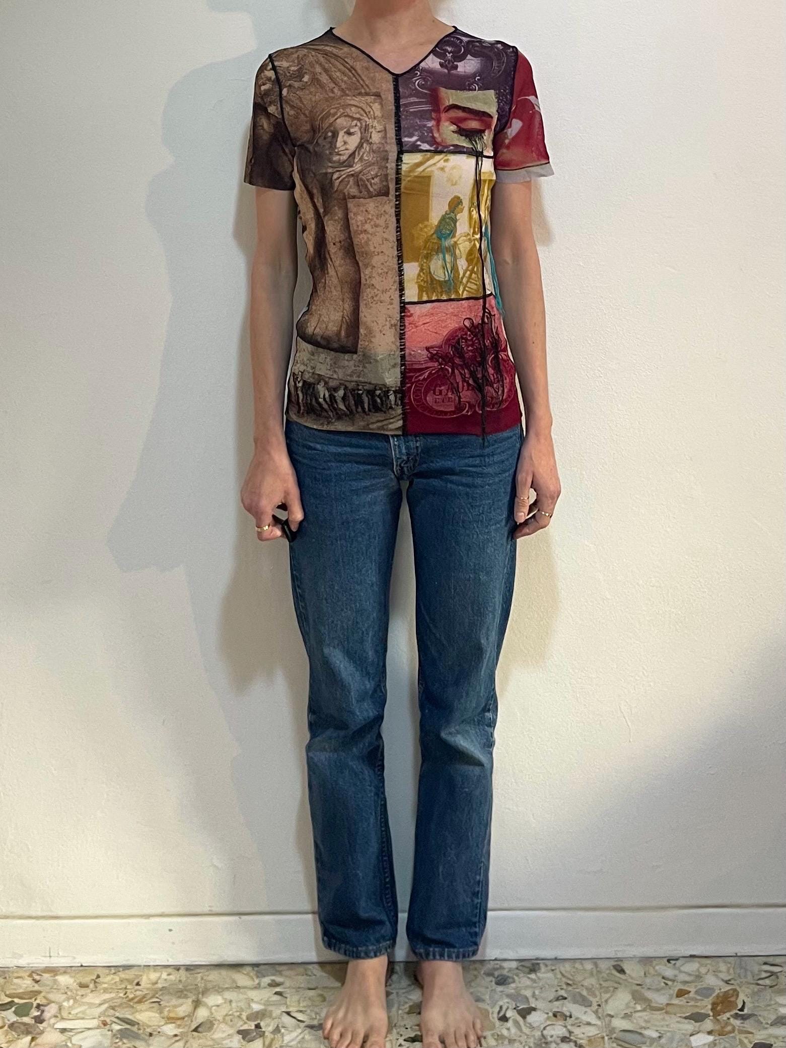 90s Jean Paul Gaultier Embroidered Eye Applique Club Kid Sheer