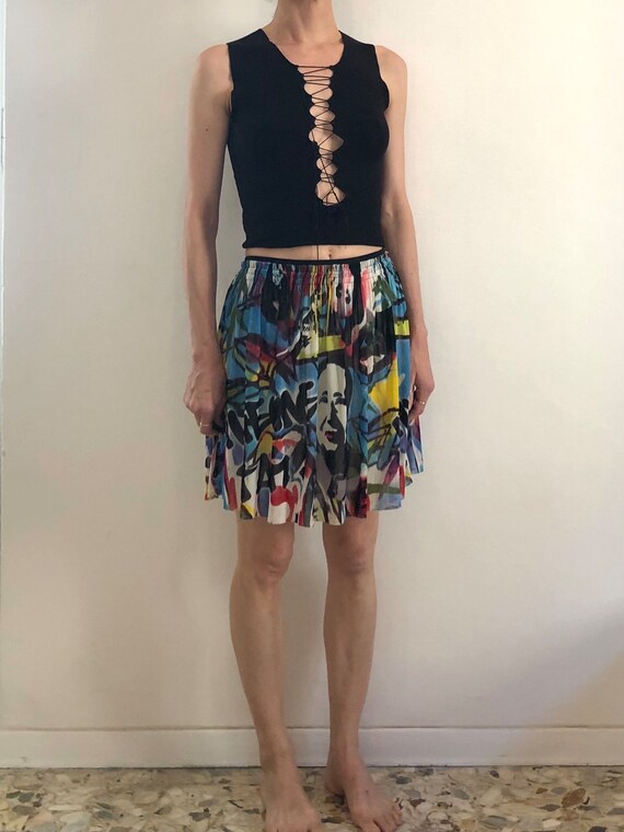 90s Vivienne Tam Mao Face Graffiti Nylon Mesh Full Club Kid Mini