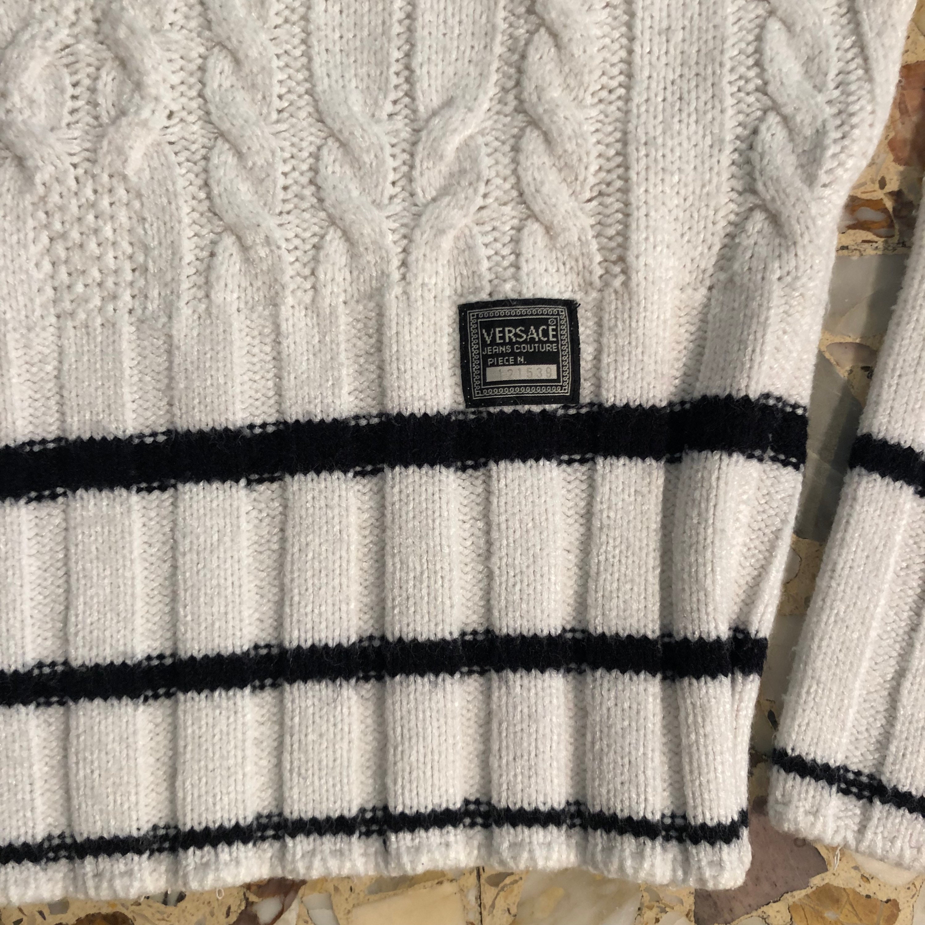 ピンク・ブルー 激レアVINTAGE 00s イタリア製 VERSACE 格子柄 ニット