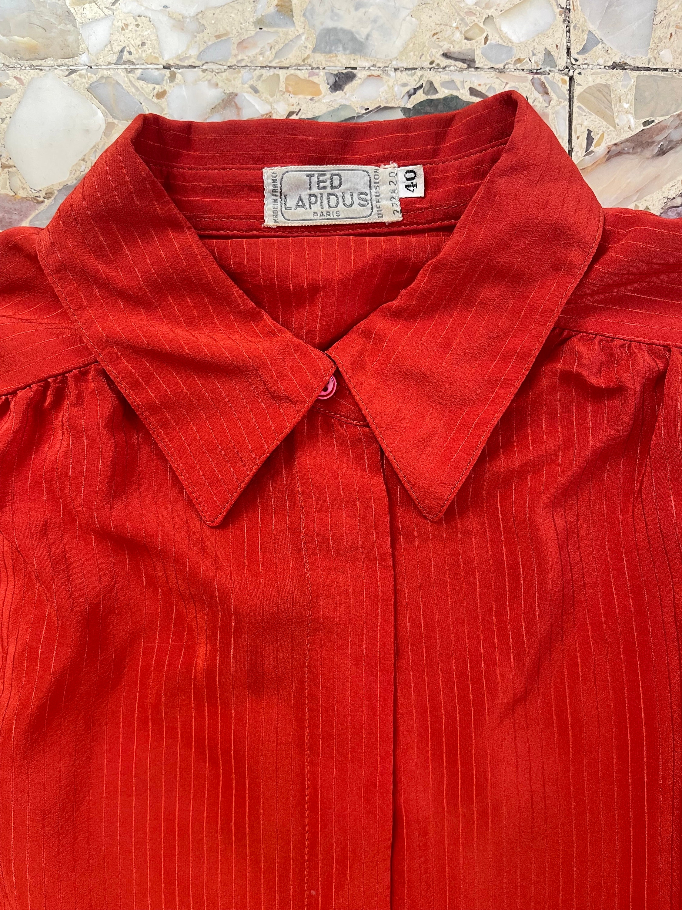 TED LAPIDUS ヴィンテージブラウス ビンテージサテンラッフルブラウス