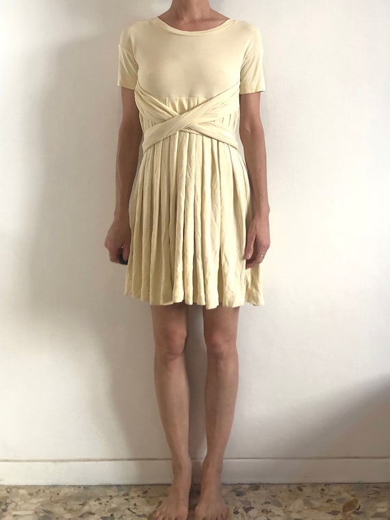 90s Neutral Heavy Jersey Baby Doll Pleated Mini Dress Minimalist Chic - Etsy 90s Neutral Heavy Jersey Baby Doll Pleated Mini Dress Minimalist Chic - Etsy