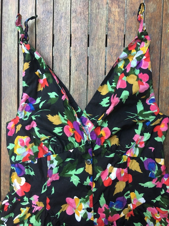 80s floral cotton 50's style summer fun and flirt… - image 5