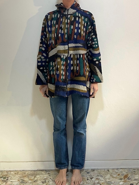 80s Missoni UOMO オーバーコート 美品 80s Missoni Oversize Wool Zip up Hooded Jacket Geometric Print - Etsy