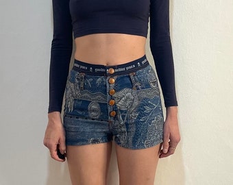 90s Jean Paul Gaultier Shorts With Mystical Dragon Jacquard Print