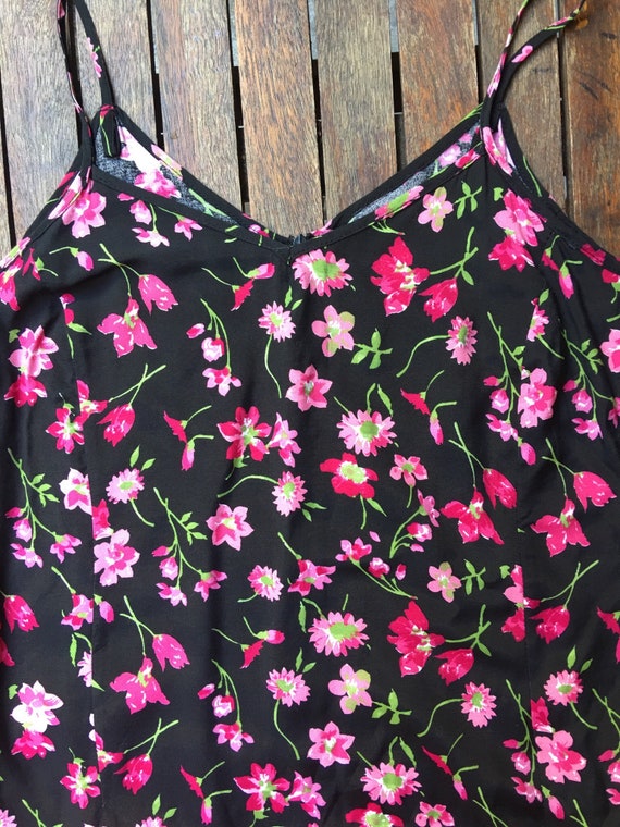 90s black floral rayon slip dress Clueless pretty… - image 5