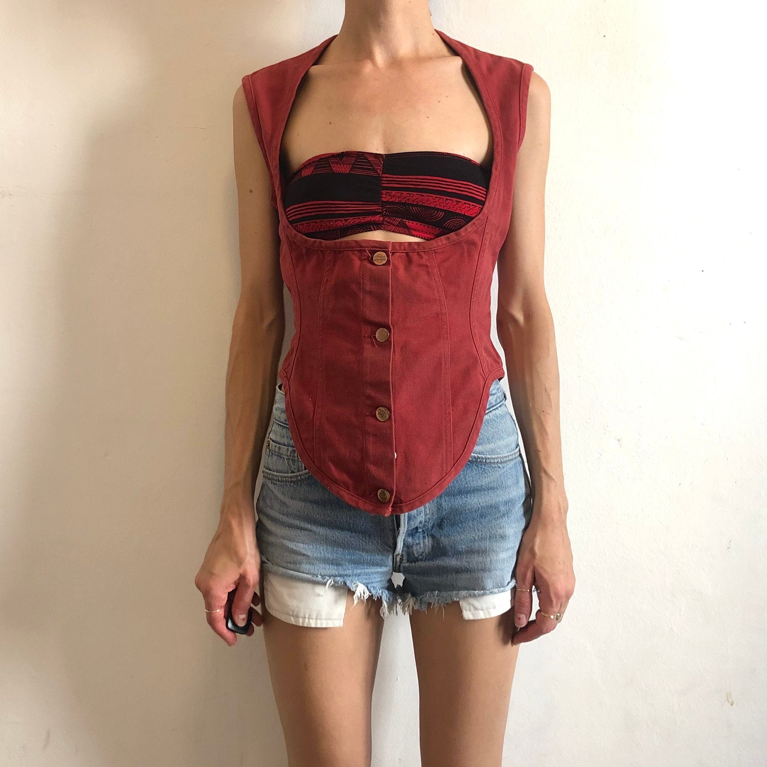 90s Junior Jean Paul Gaultier Denim Corset Under-bust Bustier | Etsy  Australia