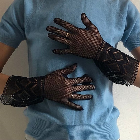 30s Crochet Dark Blue Cotton Lace Italian Hand Kn… - image 3