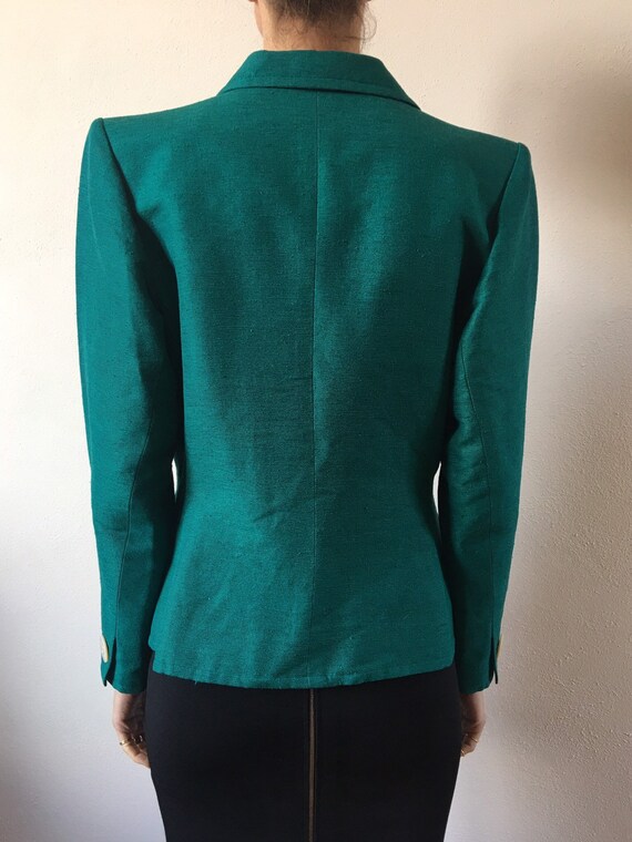 80s Yves Saint Laurent Rive Gauche raw silk peaco… - image 3