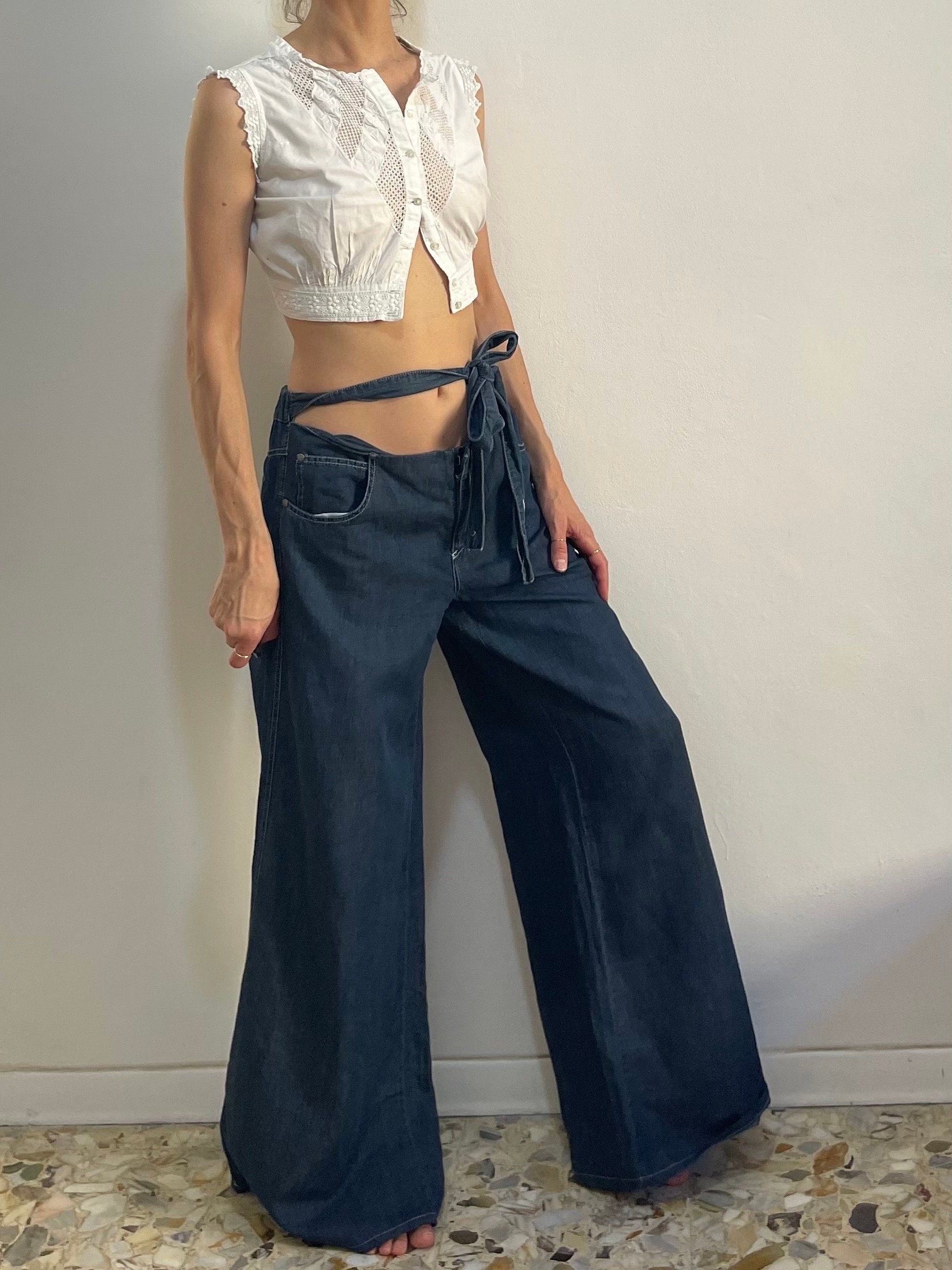 90s Jean Paul Gaultier Unisex Low Waist Wide Leg Club Kid 90s Jean Paul Gaultier Unisex Low Waist Wide Leg Club Kid