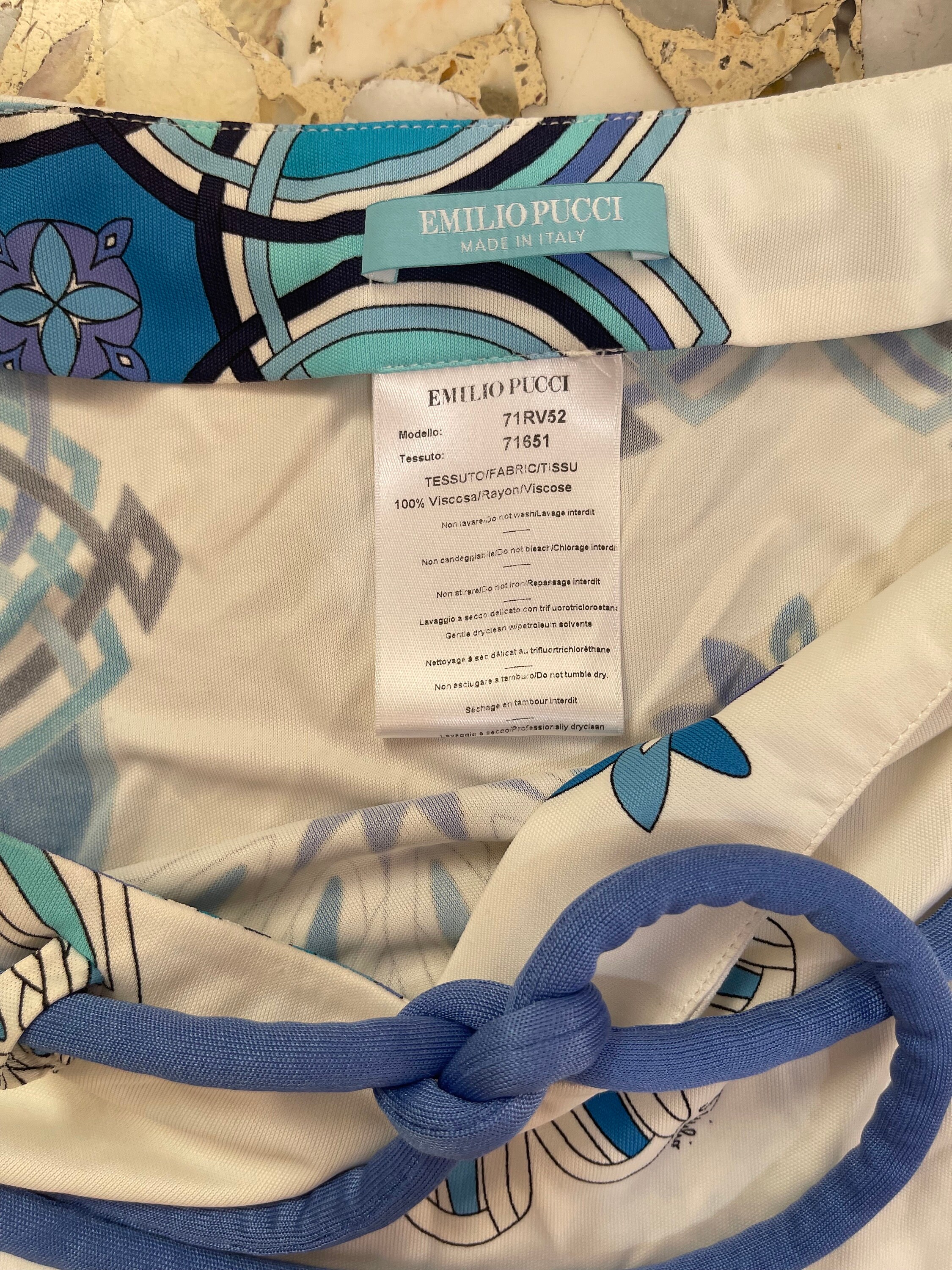 Y2K Emilio Pucci Blue and White Psychedelic Jersey Skirt Y2K Emilio Pucci Blue and White Psychedelic Jersey Skirt