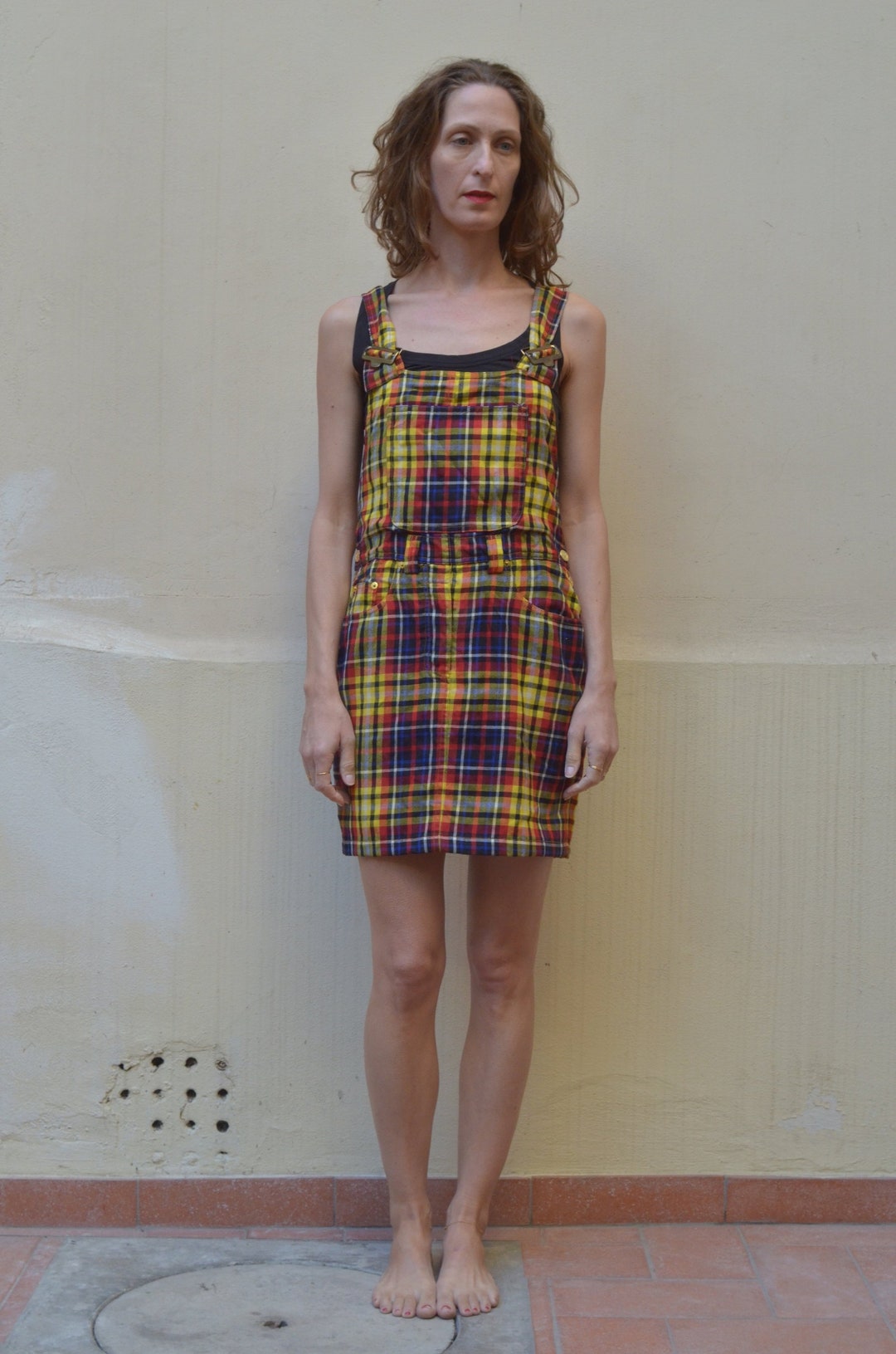 90s Moschino Overalls Dress Plaid Check Clueless Preppy Chic - Etsy