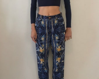 90s Jean Paul Gaultier Fairy Stained Glass Club Kid Stretch Jeans