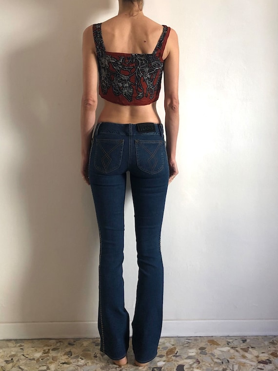 Y2K Plein Sud Stretch Denim Jeans Exposed Button,… - image 3