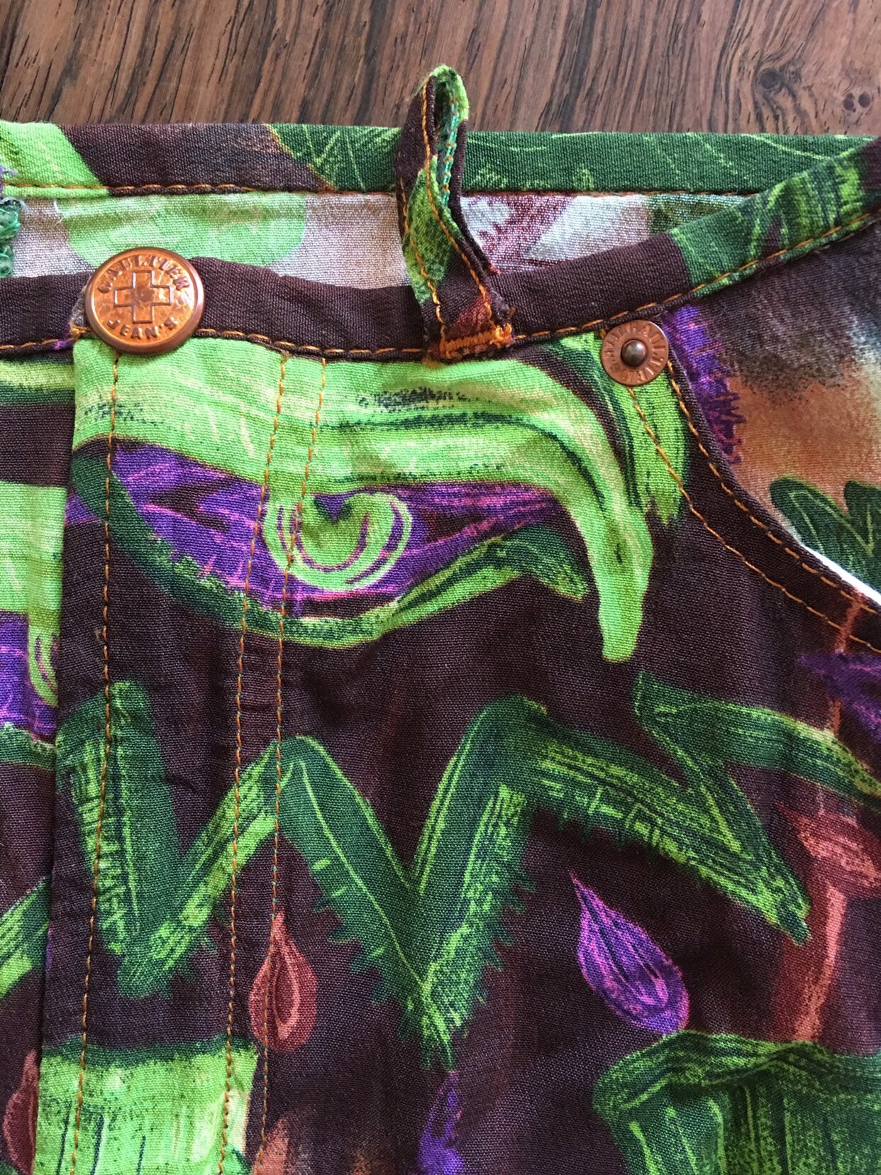 90s Jean Paul Gaultier Egyptian Low Waist Club Kid Rayon Jeans