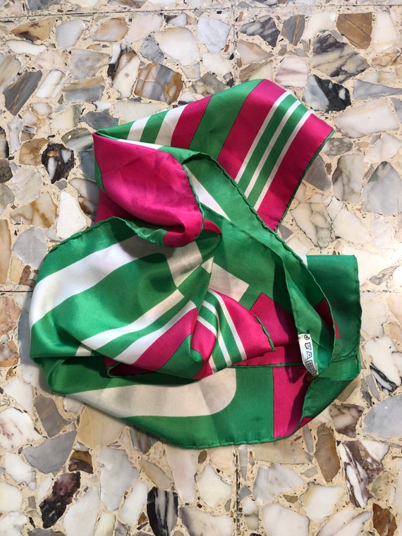 60s Silk Mod Color Block Avant Garde Long Silk Sc… - image 7