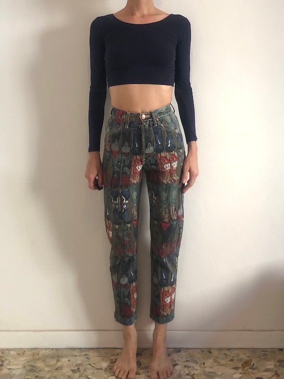 80s Kenzo Jeans Cowboy Boots Boho Hippy Festival Denim Jean Size Small