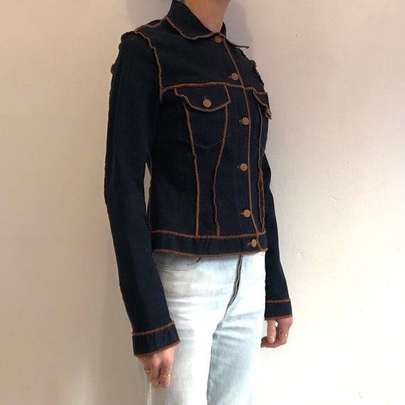 90s Jean Paul Gaultier Indigo Denim Embroidered Edge Club Kid Jean