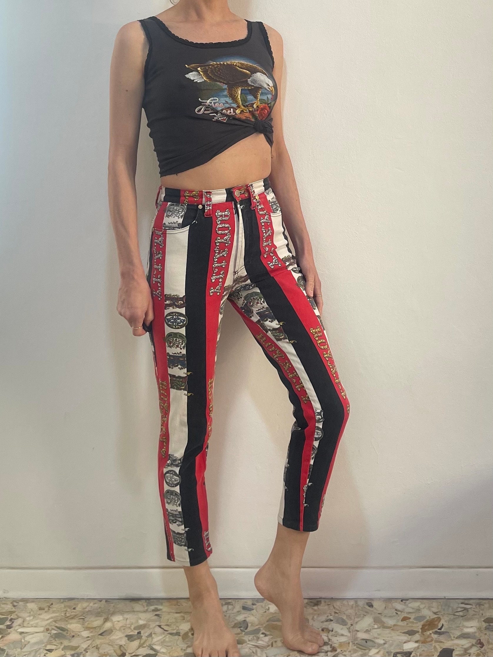 90s Versace Jeans Couture Rock Royalty Striped Super Model