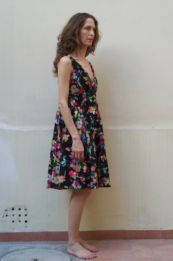 80s floral cotton 50's style summer fun and flirt… - image 2